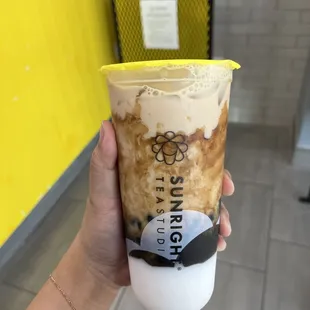 Sunright Boba Milk Tea w Grass Jelly and Mochi