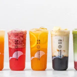 a variety of cold drinks