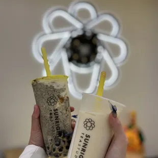 Oreo Brulee Latte + Jasmine Latte