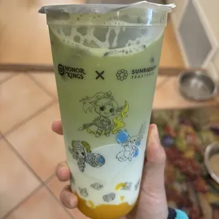 Mango matcha latte