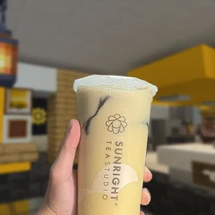 I got the Mango Green Milk Tea with Grass Jelly!