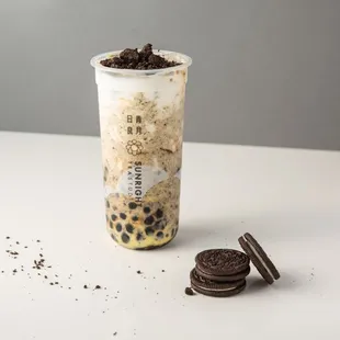 a milkshake and cookies