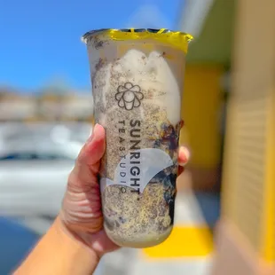 Oreo Crème brûlée milk w/ honey boba 8/22