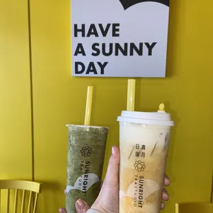 Matcha Frostie 9/10, Sunright Fruit Tea with Cream Cheese Foam 8/10