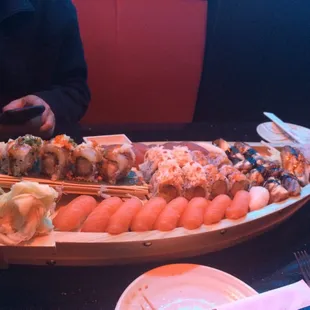 Beautiful boat of sushi :)