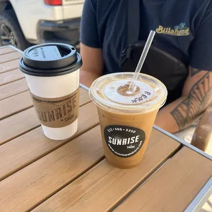 Pistachio rose coffee and regular coffee