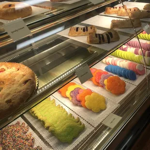 a variety of pastries on display