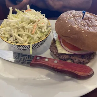 Burger with coke slaw