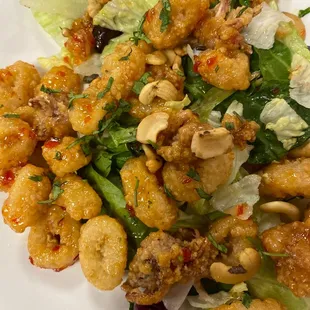 THEY ARE OPEN FOR DINNER!!!!! This is the Kim Po Calamari YUMMMMM done perfectly!