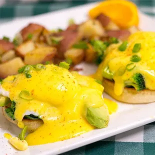 Veggie Eggs Benedict with Home Style Potatoes