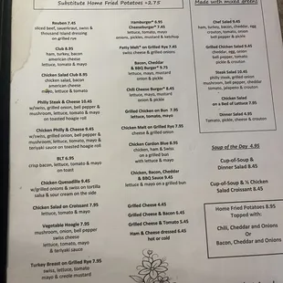 Half of the menu