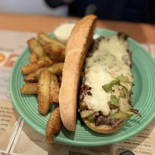 Philly cheese Philly Cheesesteak Sandwich &amp; fried zucchini fries