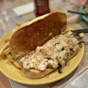 Chicken Philly Sandwich and French fries