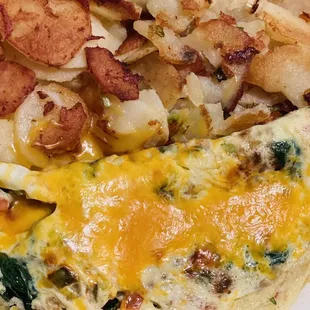 Vegetarian Omelet with home fries --solid!