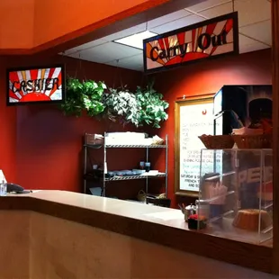 a view of the front counter