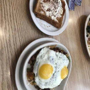 two plates of food on a table