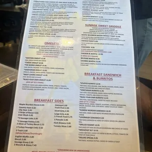 menu