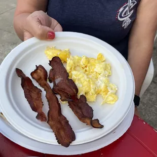 Scrambled eggs and bacon