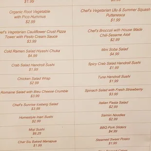menu