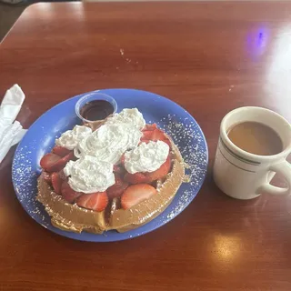 Belgian Waffle with Fresh Strawberries
