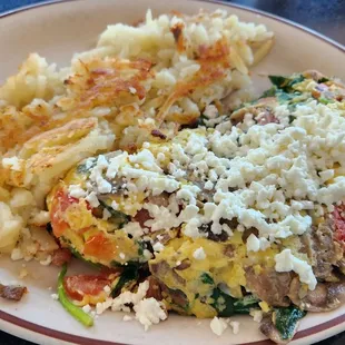 Mediterranean omelette with Gyro meat inside - great