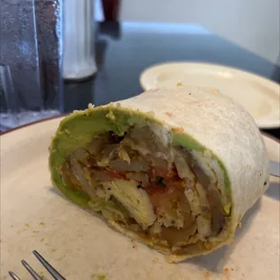 Egg burrito with avocado
