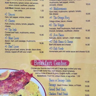 Menu - Breakfast - Omelettes