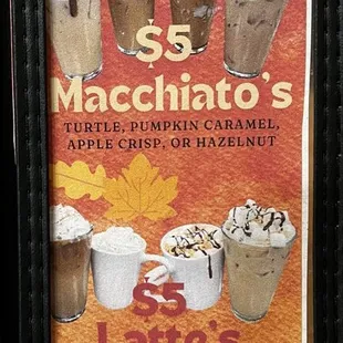 Seasonal coffee menu 11/2024