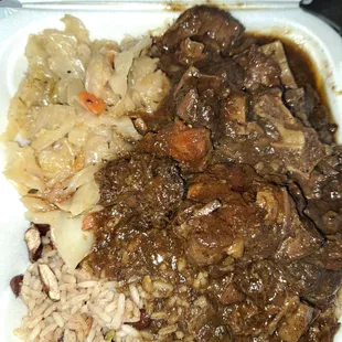 Oxtail with Steamed Cabbage &amp; Redbeans &amp; Rice