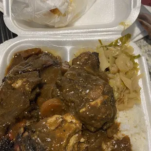 Jerk Chicken, White Rice, Cabbage