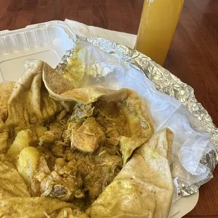 chicken curry with dhalpuri roti