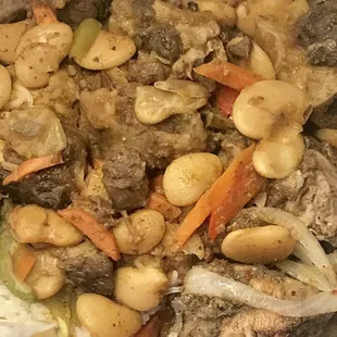 Oxtails with Butter Beans & Carrots with Steamed White Rice.
