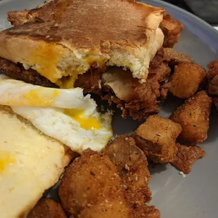 Brunch Menu only: Sat-Sunday till 3:00 pm Chicken, honey, egg sandwich, Delicious!