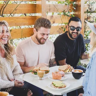 Coffee is better together! Come hang out on our covered patio