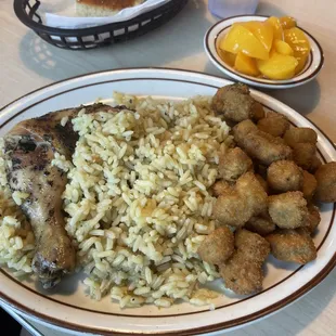 Baked Chicken with Rice &amp; Fried Okra