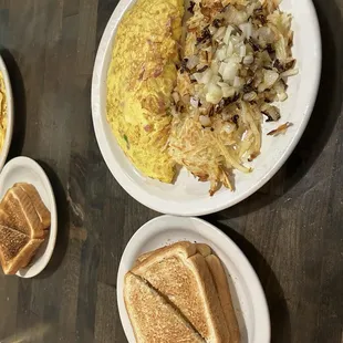 Farmer's Omelette w/ grilled onions on hash browns.  Incredible!