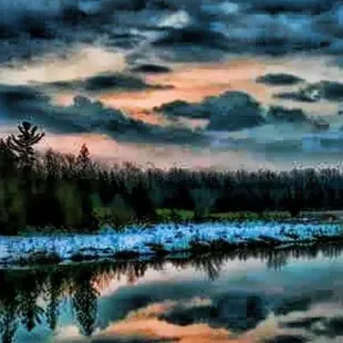 the reflection of the sky in the water