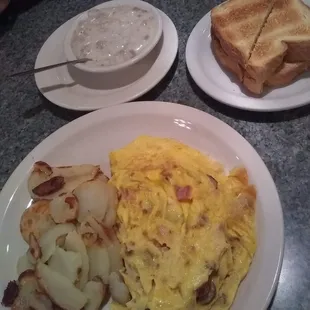 Meatlovers with American fries, Texas toast, and decadent gravy.  giddy up