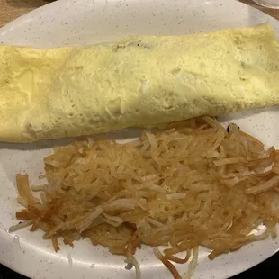 Sunrise omelette, hashbrowns