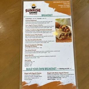 breakfast menu