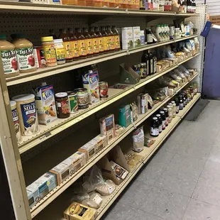 shelves of food in a grocery store