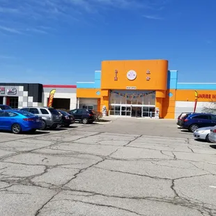 parking lot with cars parked