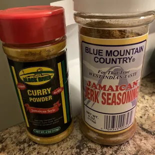 a jar of curry and a jar of seasoning