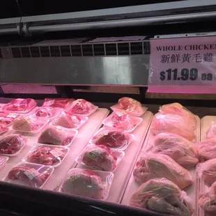 a display of meat for sale