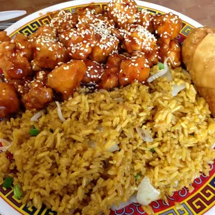 Sesame chicken- enough to share with my 8 year old:)