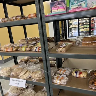 shelves full of food