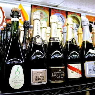 bottles of wine on a shelf