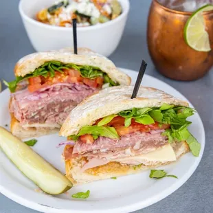 Italian sandwich, pasta salad + Minturn mule