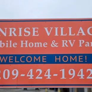 Sunrise Village MHP Monument Signage