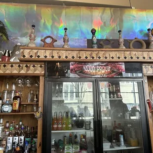 Behind the bar.